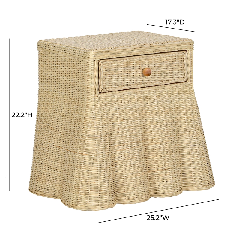 Pemberly Row Contemporary Accent Natural Finish Rattan Nightstand