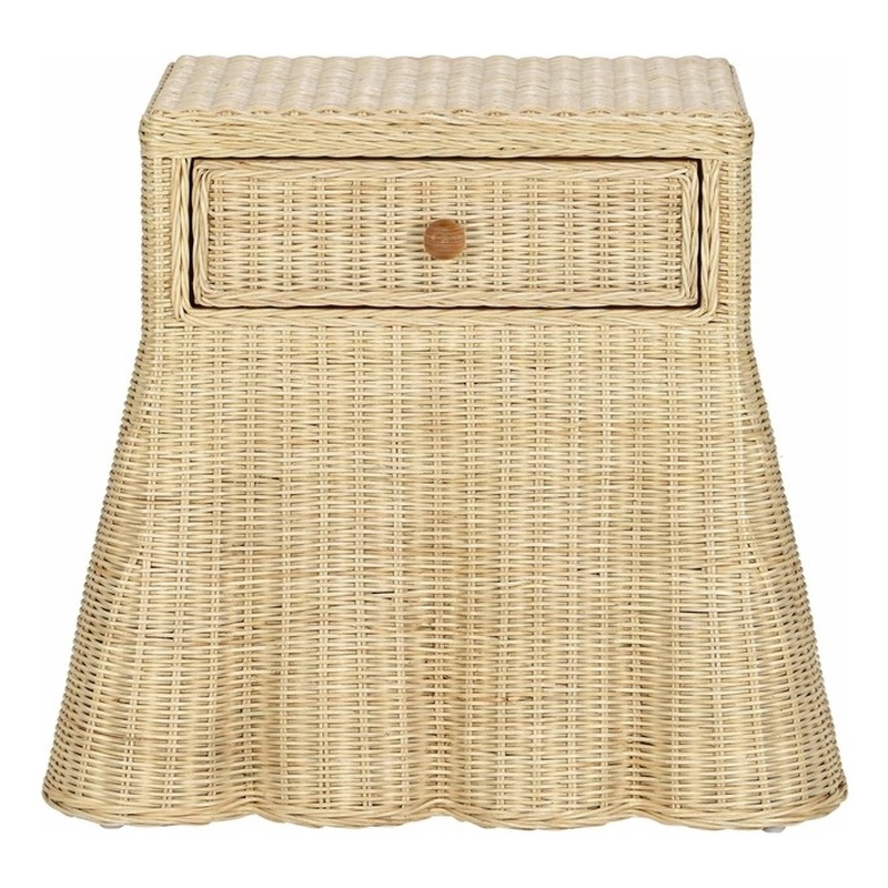 Pemberly Row Contemporary Accent Natural Finish Rattan Nightstand