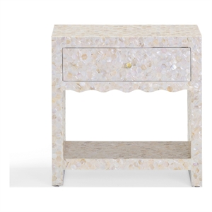 Pemberly Row Contemporary Natural Mother of Pearl Inlaid Nightstand