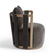 Pemberly Row Contemporary Chocolate Brown Upcycled Fabric Swivel Chair
