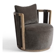 Pemberly Row Contemporary Chocolate Brown Upcycled Fabric Swivel Chair