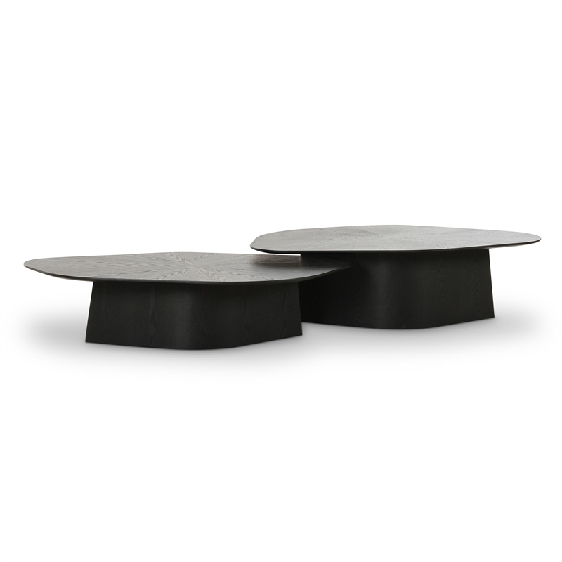 Pemberly Row Contemporary Black Ash Nesting Coffee Table Set