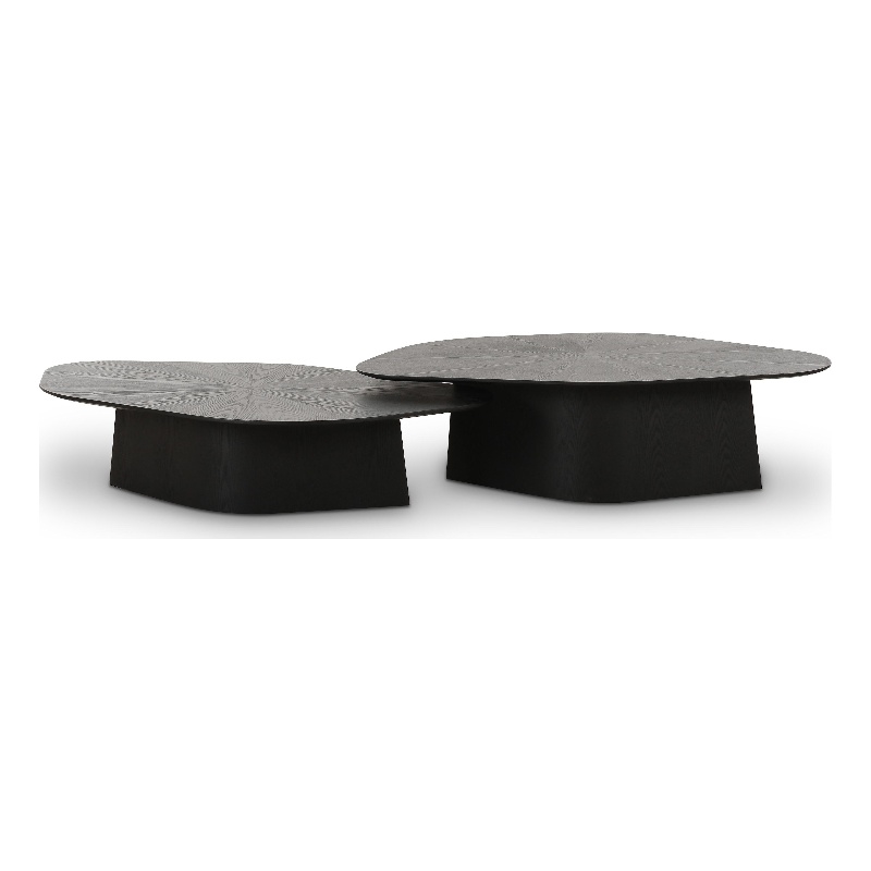 Pemberly Row Contemporary Black Ash Nesting Coffee Table Set