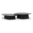 Pemberly Row Contemporary Black Ash Nesting Coffee Table Set