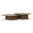 Pemberly Row Contemporary Brown Ash Nesting Coffee Table Set