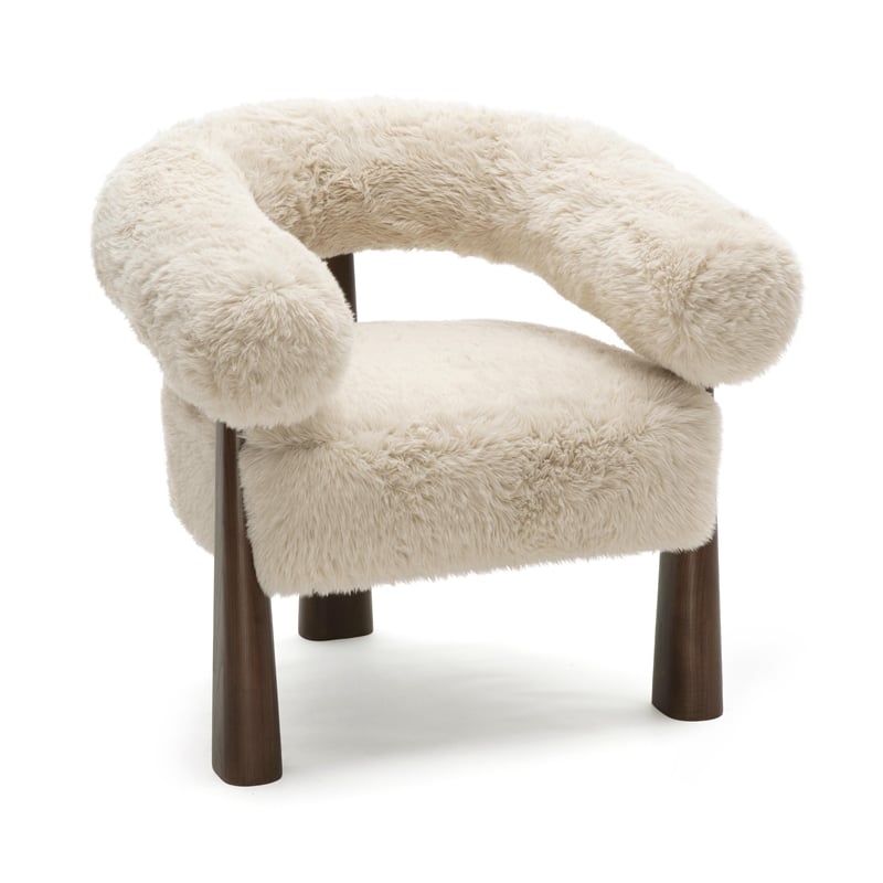 Pemberly Row Contemporary Natural Straight Vegan Shearling Accent Chair