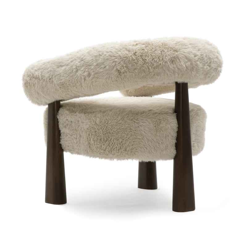 Pemberly Row Contemporary Natural Straight Vegan Shearling Accent Chair
