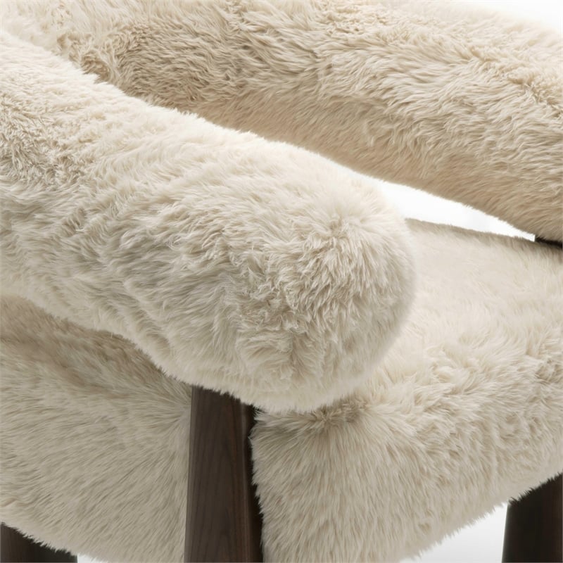 Pemberly Row Contemporary Natural Straight Vegan Shearling Accent Chair