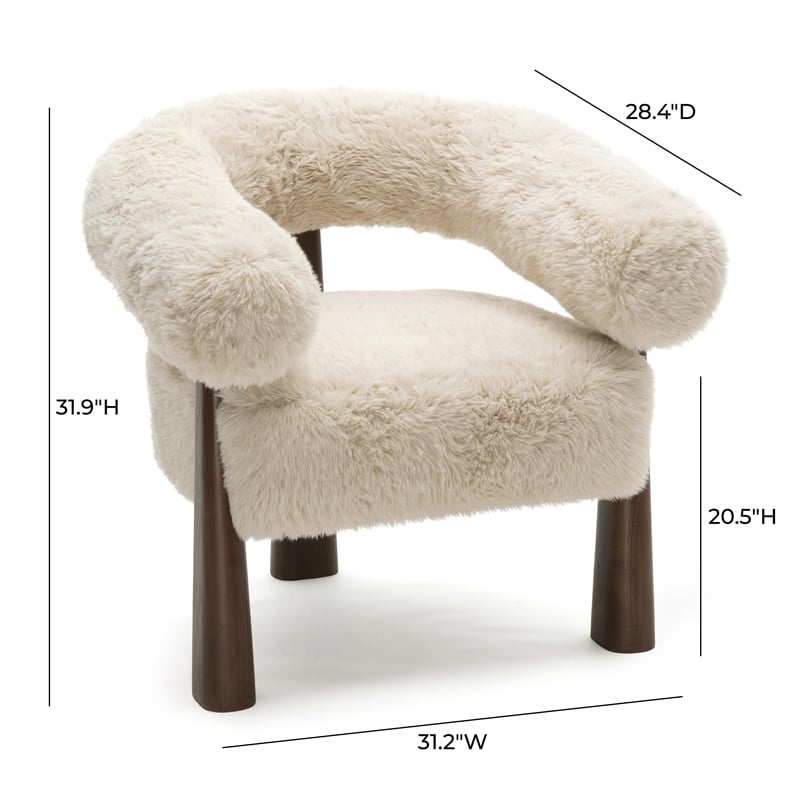 Pemberly Row Contemporary Natural Straight Vegan Shearling Accent Chair