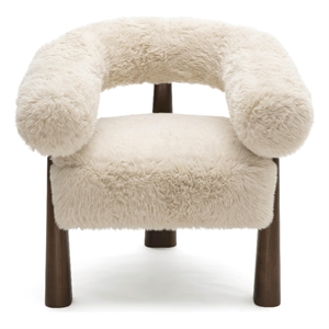 Pemberly Row Contemporary Natural Straight Vegan Shearling Accent Chair