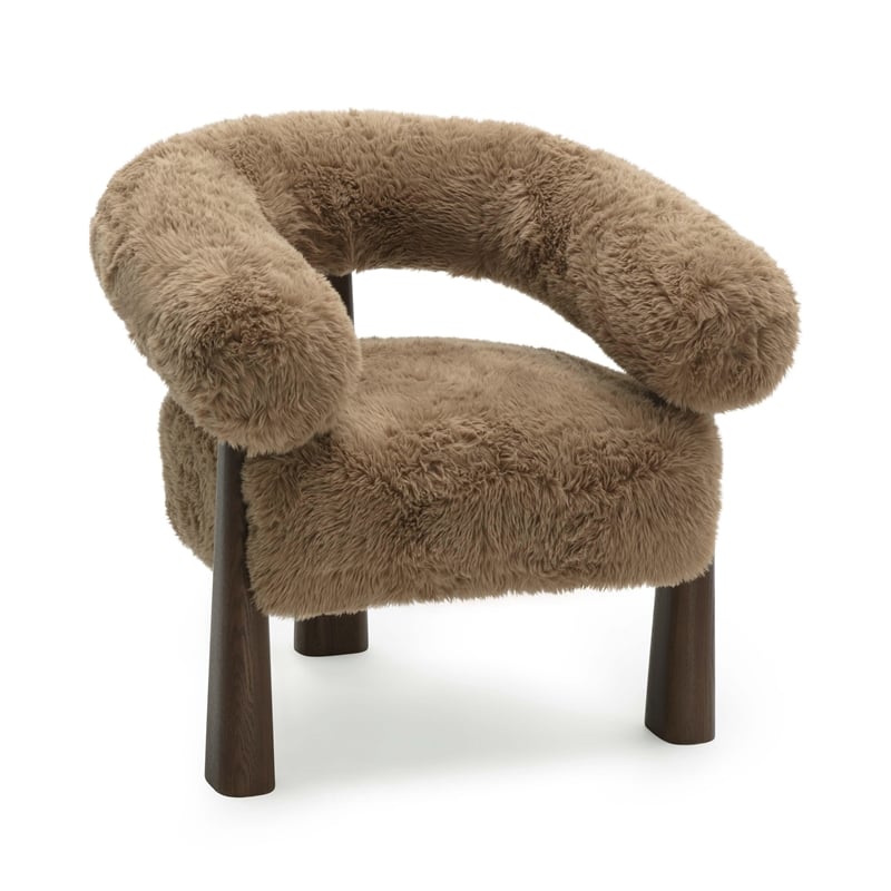 Pemberly Row Contemporary Taupe Straight Vegan Shearling Accent Chair