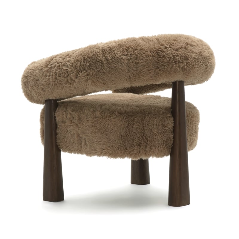 Pemberly Row Contemporary Taupe Straight Vegan Shearling Accent Chair