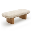 Pemberly Row Contemporary Natural Straight Vegan Shearling Large Bench