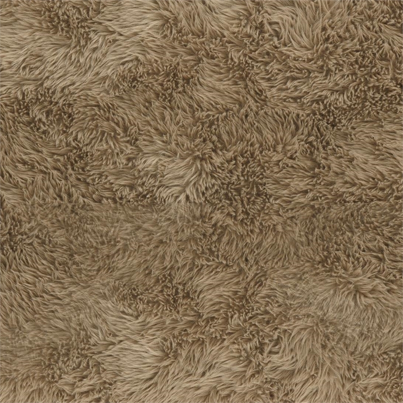 Pemberly Row Contemporary Taupe Straight Vegan Shearling Large Bench