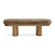 Pemberly Row Contemporary Taupe Straight Vegan Shearling Bench