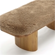 Pemberly Row Contemporary Taupe Straight Vegan Shearling Bench