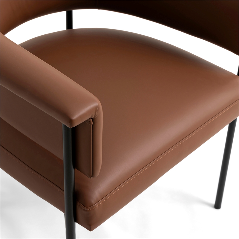 Pemberly Row Saddle Brown Performance Vegan Leather Dining Chair