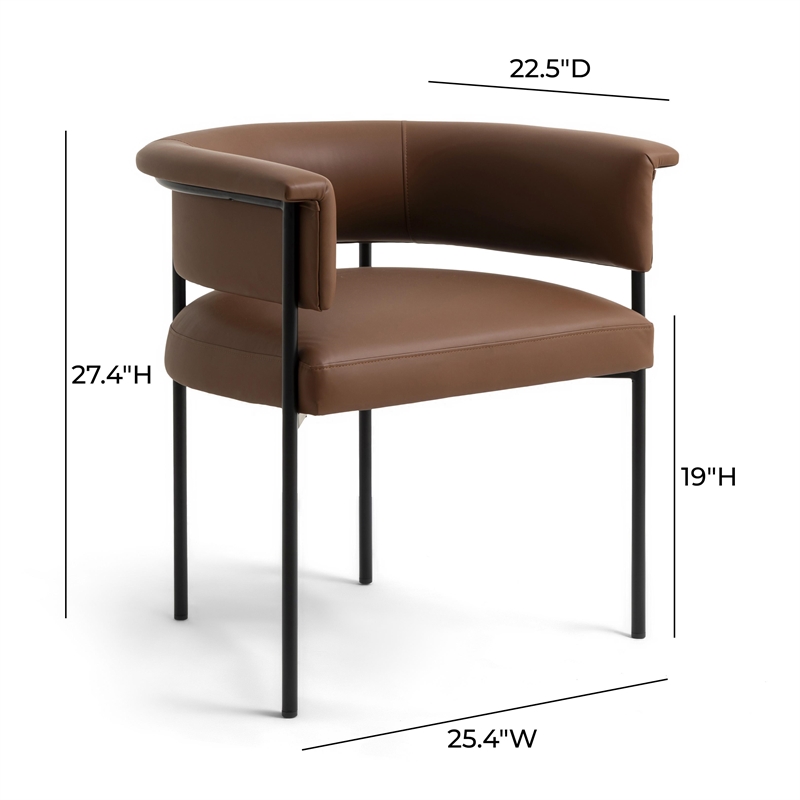 Pemberly Row Saddle Brown Performance Vegan Leather Dining Chair