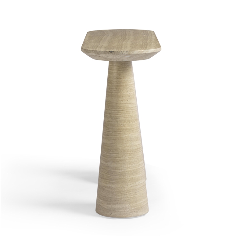 Pemberly Row Contemporary Faux Travertine Indoor/Outdoor Console Table