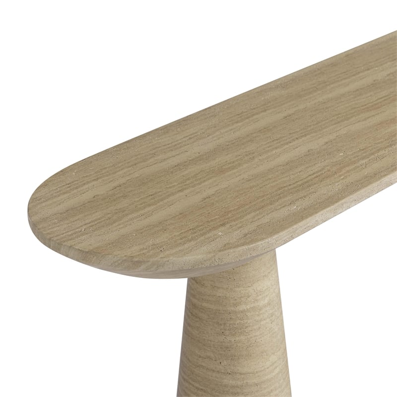 Pemberly Row Contemporary Faux Travertine Indoor/Outdoor Console Table
