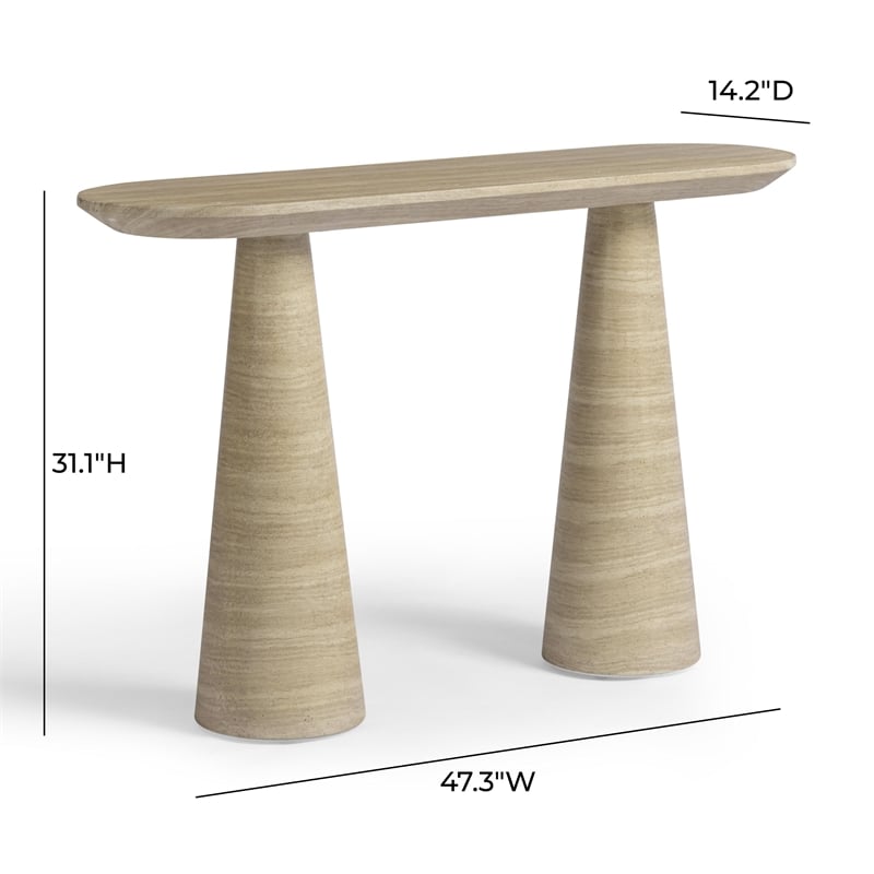 Pemberly Row Contemporary Faux Travertine Indoor/Outdoor Console Table