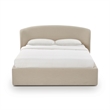 Pemberly Row Contemporary Taupe Upcycled Linen Queen Storage Bed