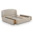 Pemberly Row Contemporary Taupe Upcycled Linen Queen Storage Bed