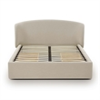 Pemberly Row Contemporary Taupe Upcycled Linen Queen Storage Bed