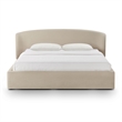 Pemberly Row Contemporary Taupe Upcycled Linen King Storage Bed