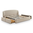 Pemberly Row Contemporary Taupe Upcycled Linen King Storage Bed