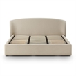 Pemberly Row Contemporary Taupe Upcycled Linen King Storage Bed