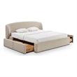 Pemberly Row Contemporary Taupe Upcycled Linen King Storage Bed