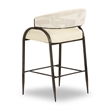 Pemberly Row Cream Vegan Leather and 2-Tone Jacquard Counter Stool