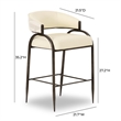 Pemberly Row Cream Vegan Leather and 2-Tone Jacquard Counter Stool