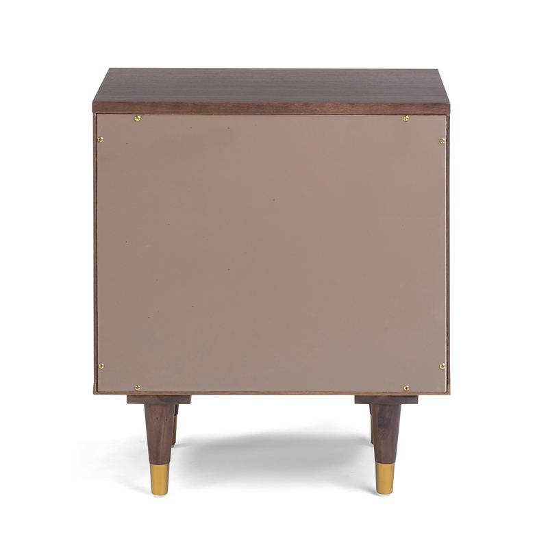 Pemberly Row Contemporary Dark Chocolate Brown 2 Drawer Nightstand