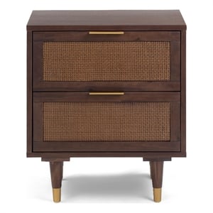 Pemberly Row Contemporary Dark Chocolate Brown 2 Drawer Nightstand