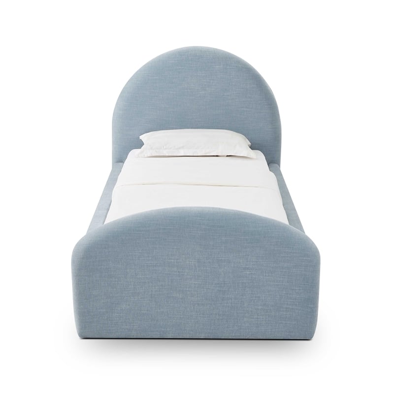 Pemberly Row Contemporary Accent Moon Blue Chenille Twin Bed