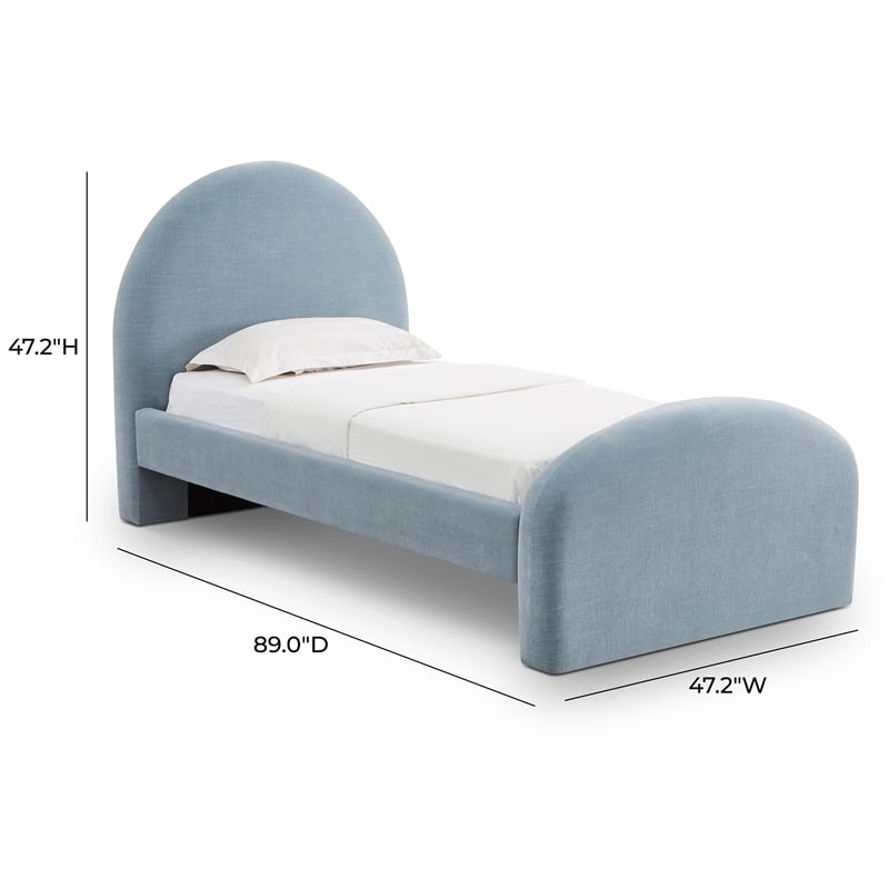 Pemberly Row Contemporary Accent Moon Blue Chenille Twin Bed