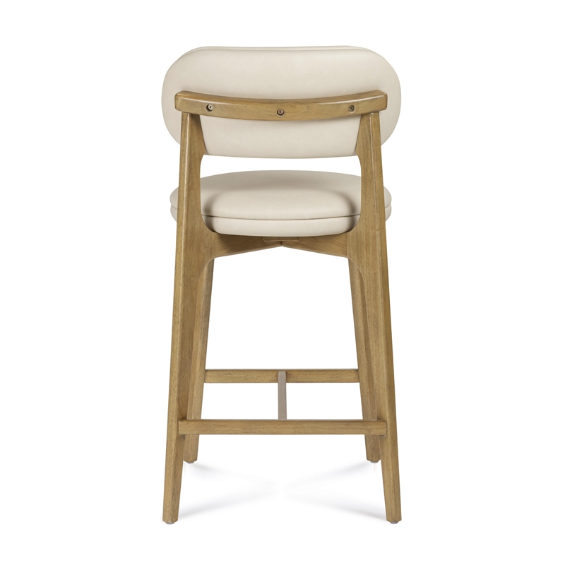 Pemberly Row Contemporary Cream Performance Vegan Leather Counter Stool