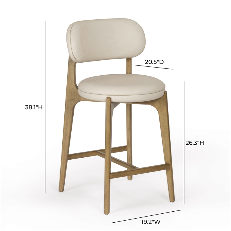 Pemberly Row Contemporary Cream Performance Vegan Leather Counter Stool