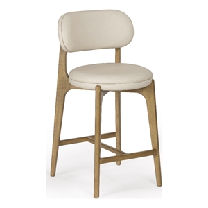 Pemberly Row Contemporary Cream Performance Vegan Leather Counter Stool