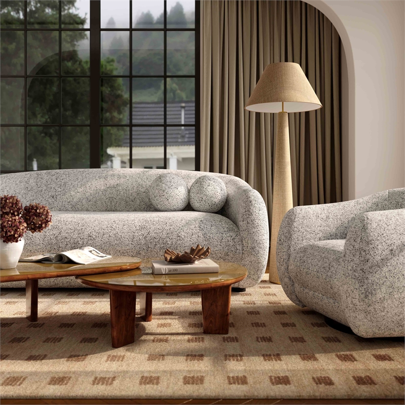 Pemberly Row Contemporary Black and White Woven Fabric Swivel Chair