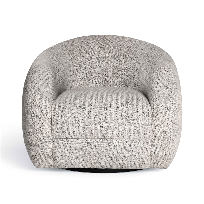 Pemberly Row Contemporary Black and White Woven Fabric Swivel Chair