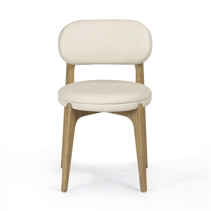 Pemberly Row Contemporary Cream Performance Vegan Leather Dining Chair