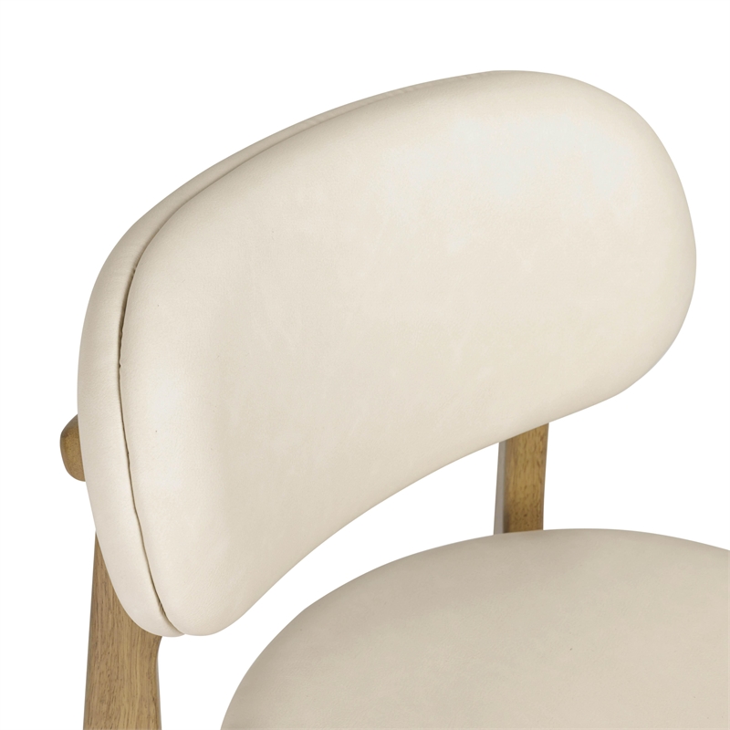 Pemberly Row Contemporary Cream Performance Vegan Leather Dining Chair