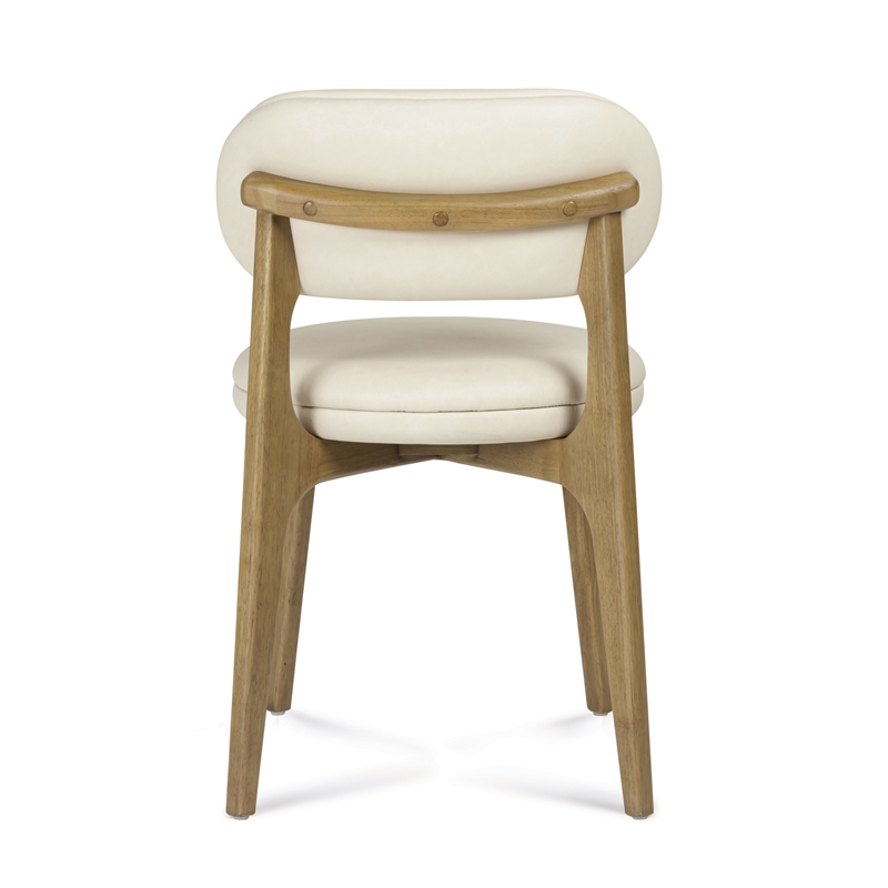 Pemberly Row Contemporary Cream Performance Vegan Leather Dining Chair