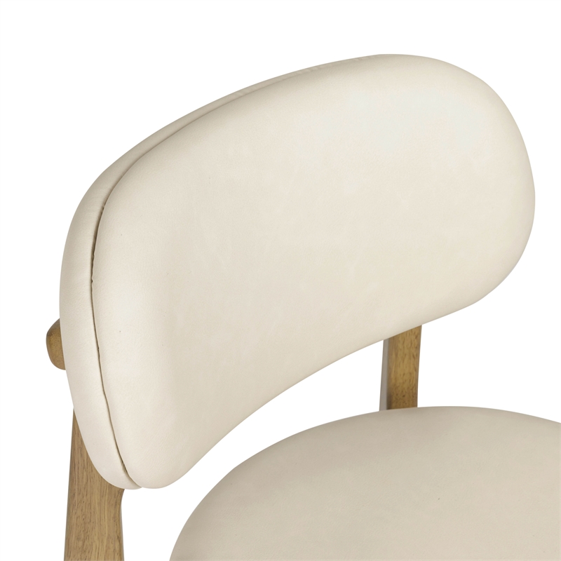 Pemberly Row Contemporary Cream Performance Vegan Leather Dining Chair