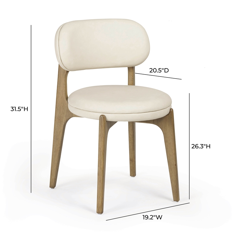 Pemberly Row Contemporary Cream Performance Vegan Leather Dining Chair