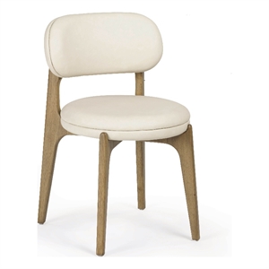 Pemberly Row Contemporary Cream Performance Vegan Leather Dining Chair