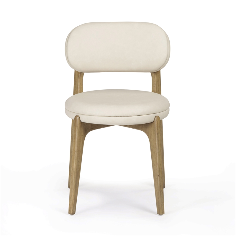 Pemberly Row Contemporary Cream Performance Vegan Leather Dining Chair
